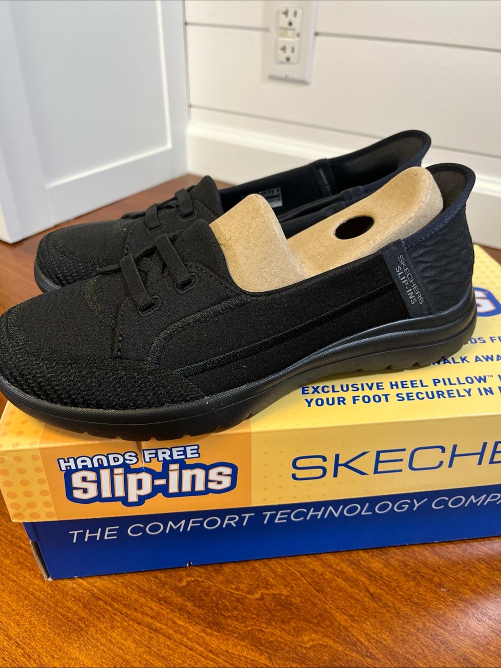 Skechers Black Knit Slip-On Women's Hands-Free Mules